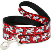 Dog Leash - Dalmatians Running/Paws Reds/White/Black Dog Leashes Disney