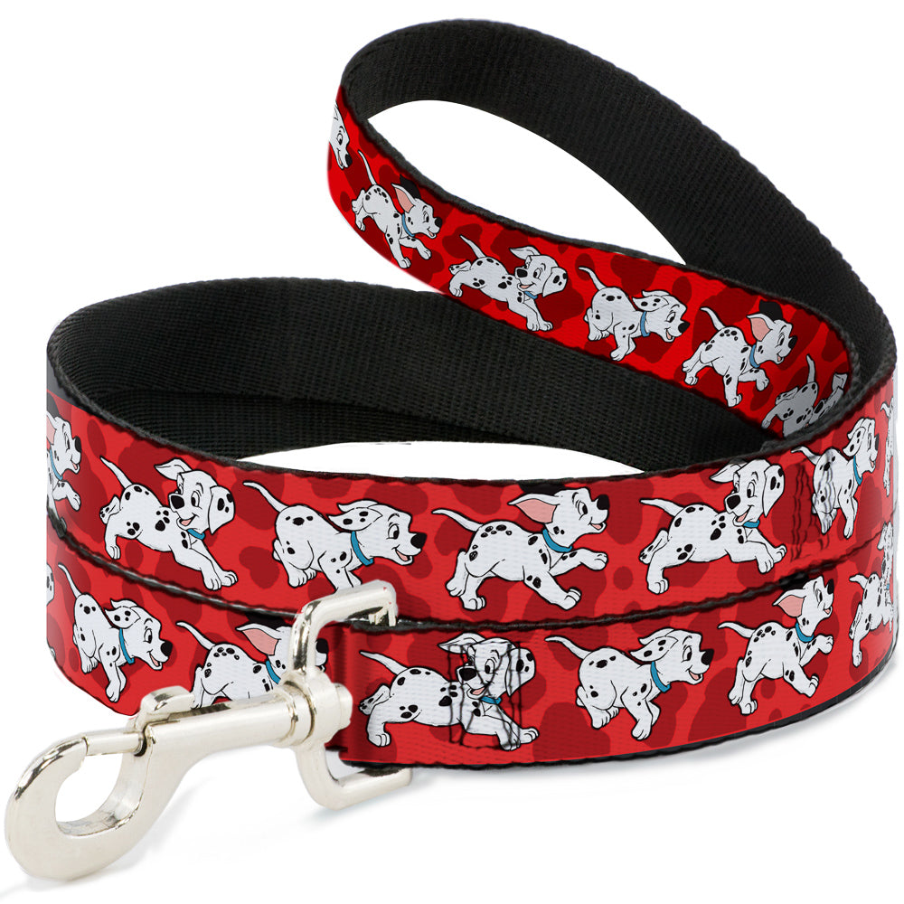 Dog Leash - Dalmatians Running/Paws Reds/White/Black Dog Leashes Disney