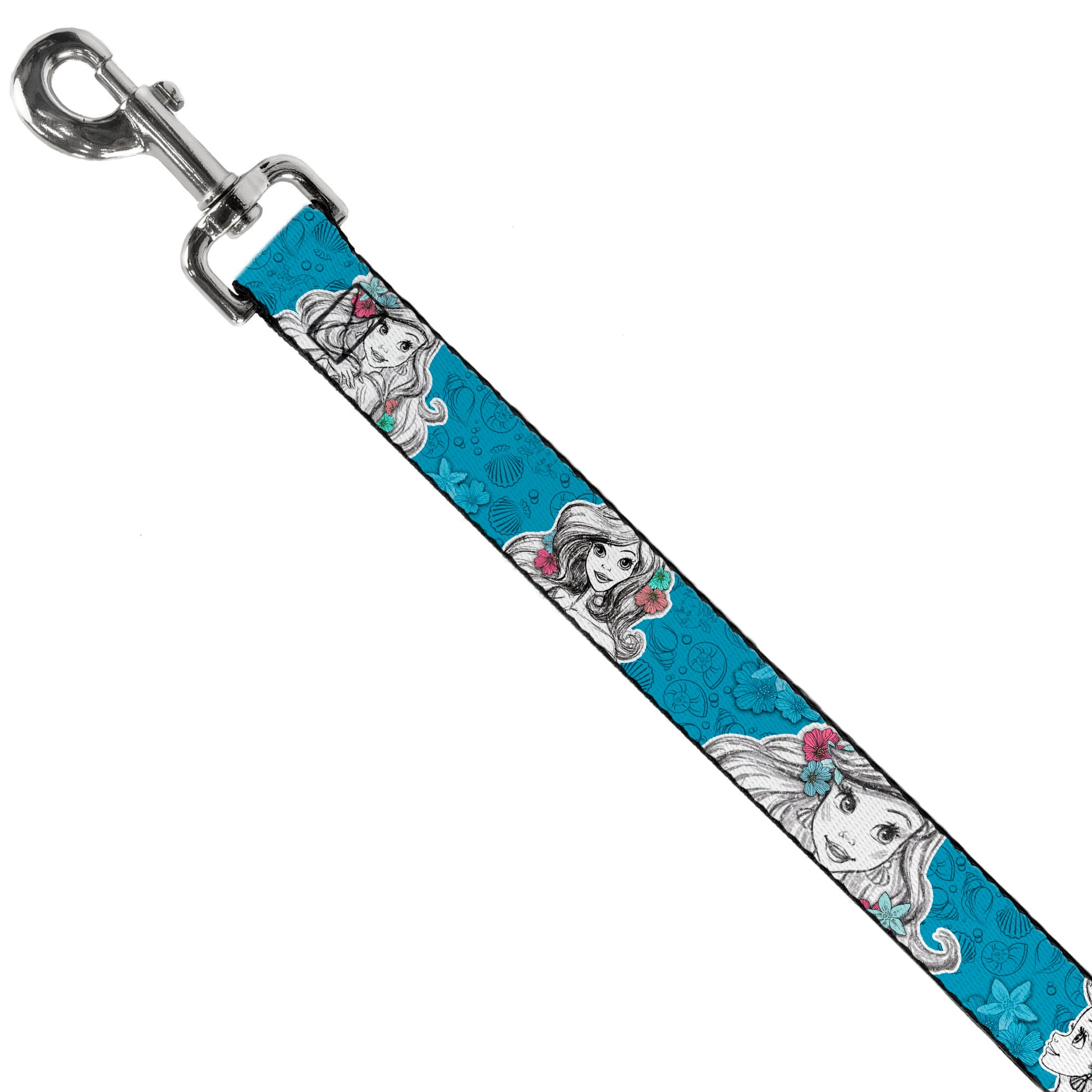 Dog Leash - Ariel Poses/Shells Sketch Blue/White Dog Leashes Disney