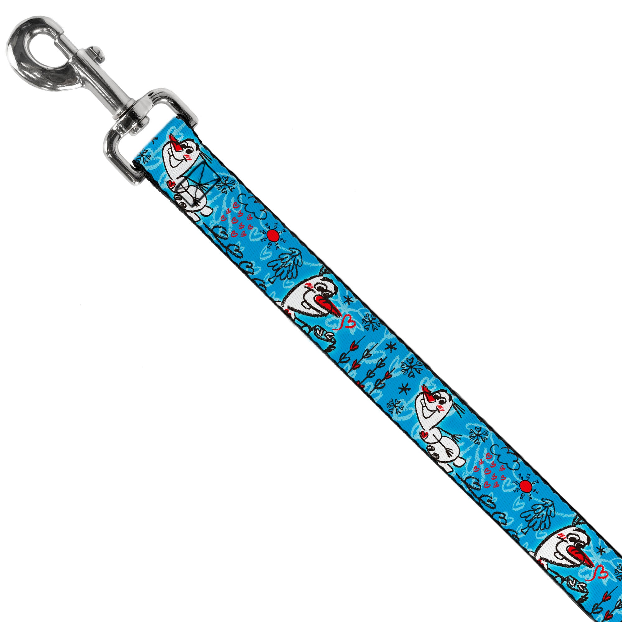 Dog Leash - Olaf Heart Raindrop Sketch Blues/Black Dog Leashes Disney