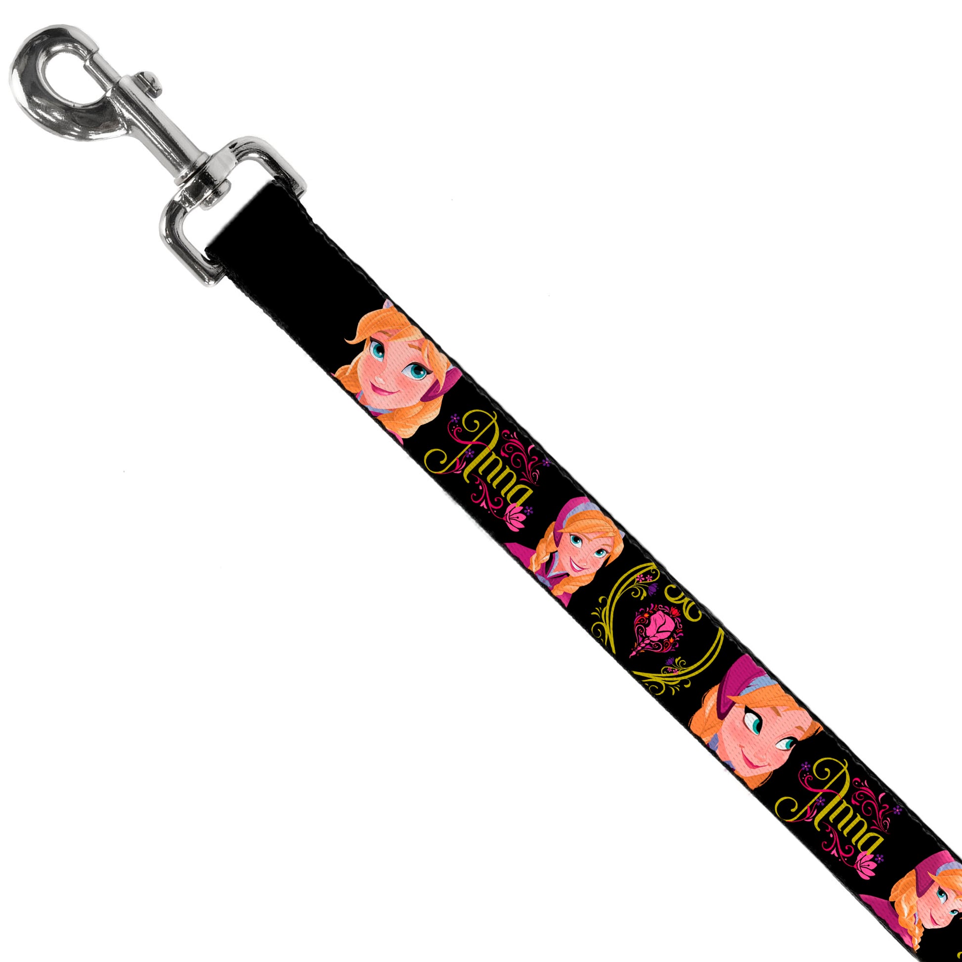Dog Leash - ANNA Poses/Anna Monogram Heart Cameo Pinks/Yellow Dog Leashes Disney