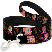 Dog Leash - ANNA Poses/Anna Monogram Heart Cameo Pinks/Yellow Dog Leashes Disney
