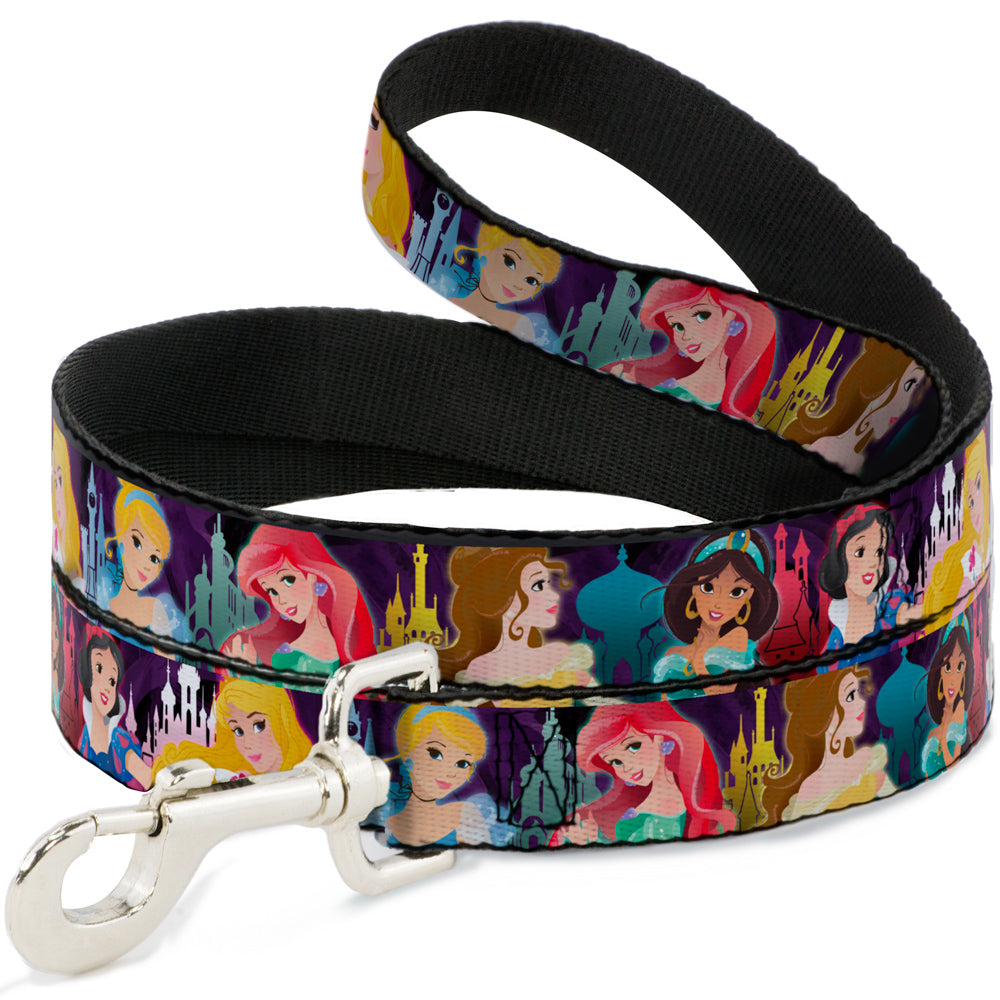 Dog Leash - Disney Princess Poses/Castle Silhouettes Purples/Multi Color Dog Leashes Disney