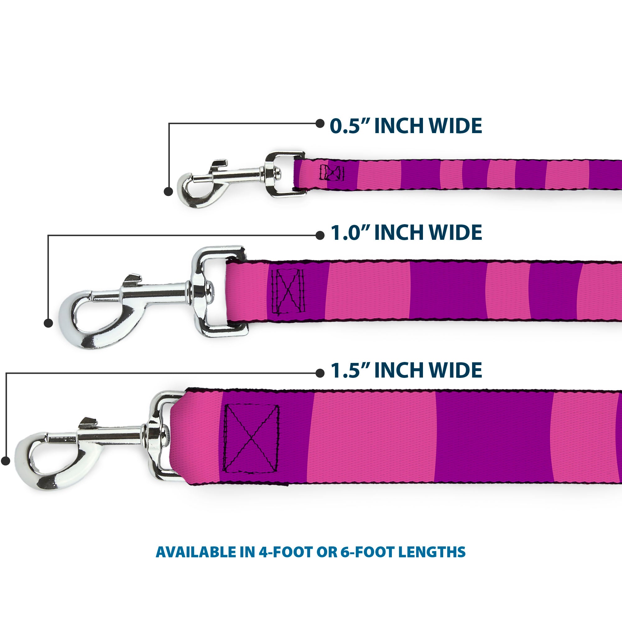 Dog Leash - Cheshire Cat Stripe Pink/Purple Dog Leashes Disney