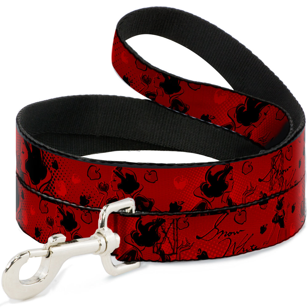 Dog Leash - SNOW WHITE Poses/Apple Halftone Reds/Black Dog Leashes Disney