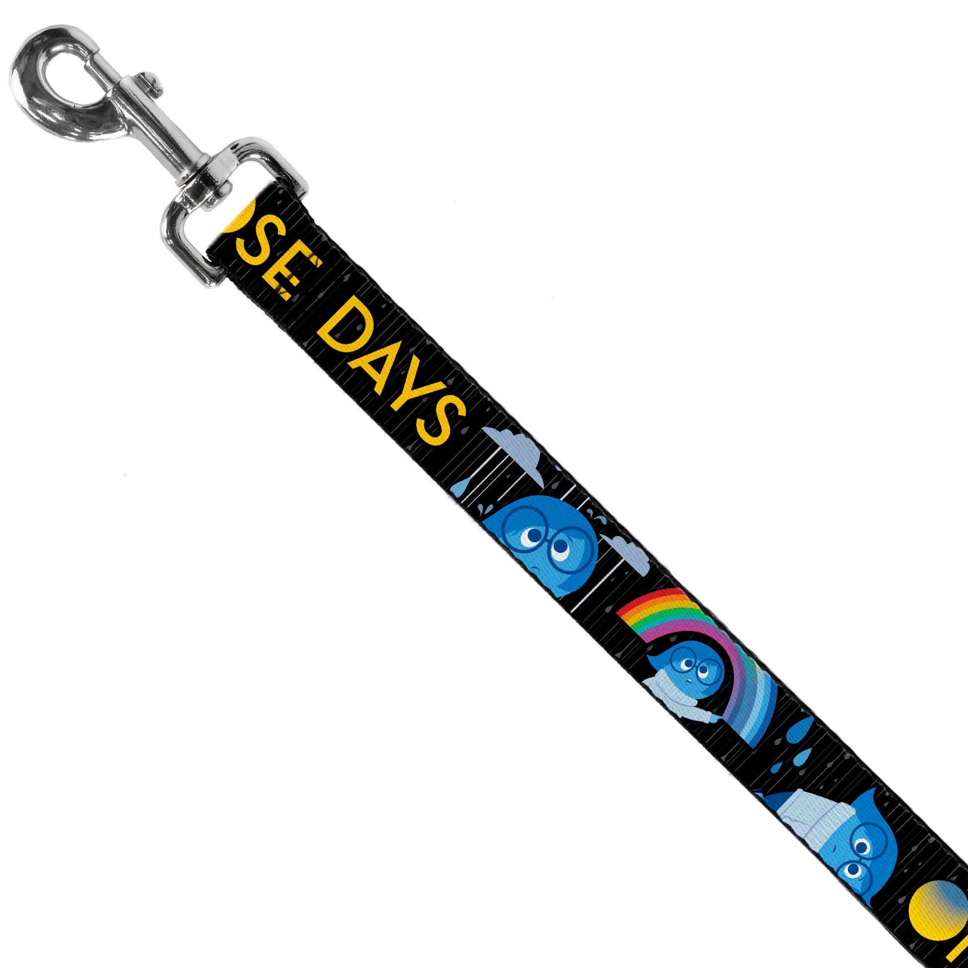 Dog Leash - Joy Poses/Rain ONE OF THOSE DAYS Black/Gray/Blues/Yellow Dog Leashes Disney