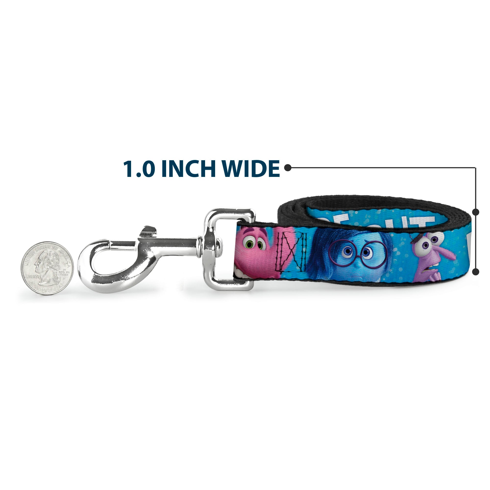 Dog Leash - INSIDE OUT 6-Character Pose Sparkle Blue/White Dog Leashes Disney