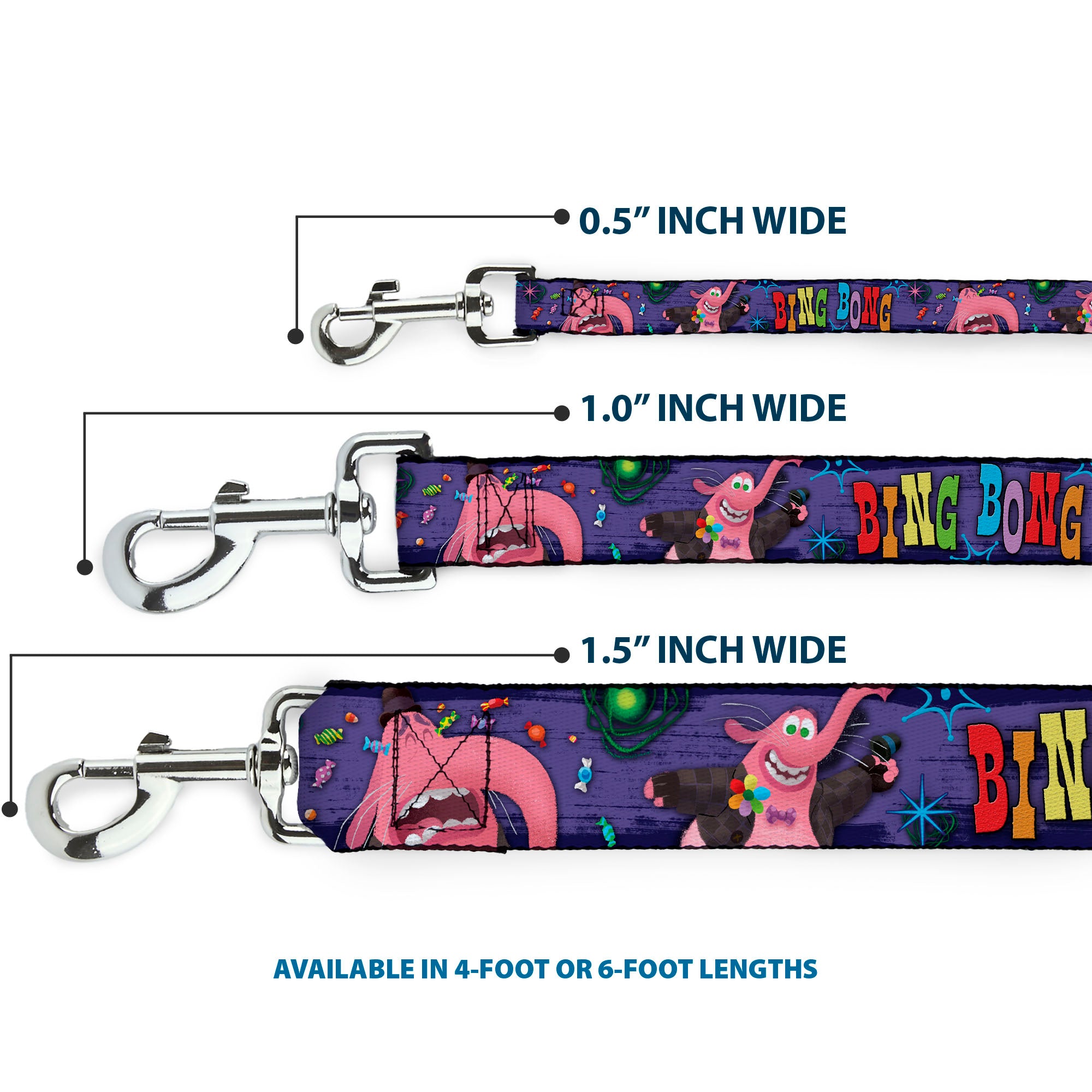 Dog Leash - BING BONG Poses/Candy Purples/Multi Color Dog Leashes Disney