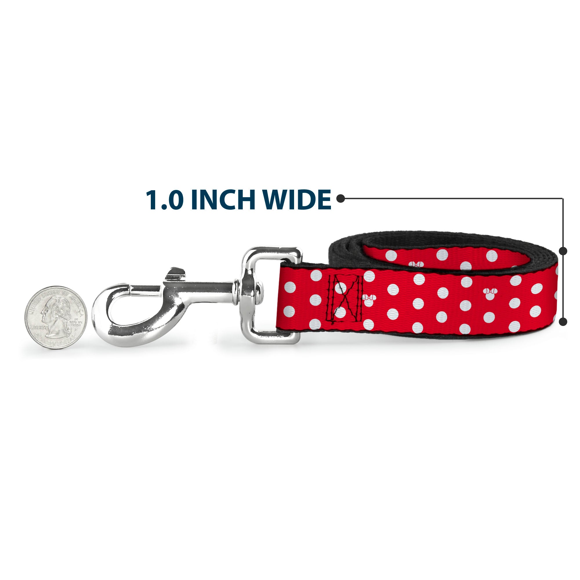 Dog Leash - Minnie Mouse Polka Dot/Mini Silhouette Red/White Dog Leashes Disney