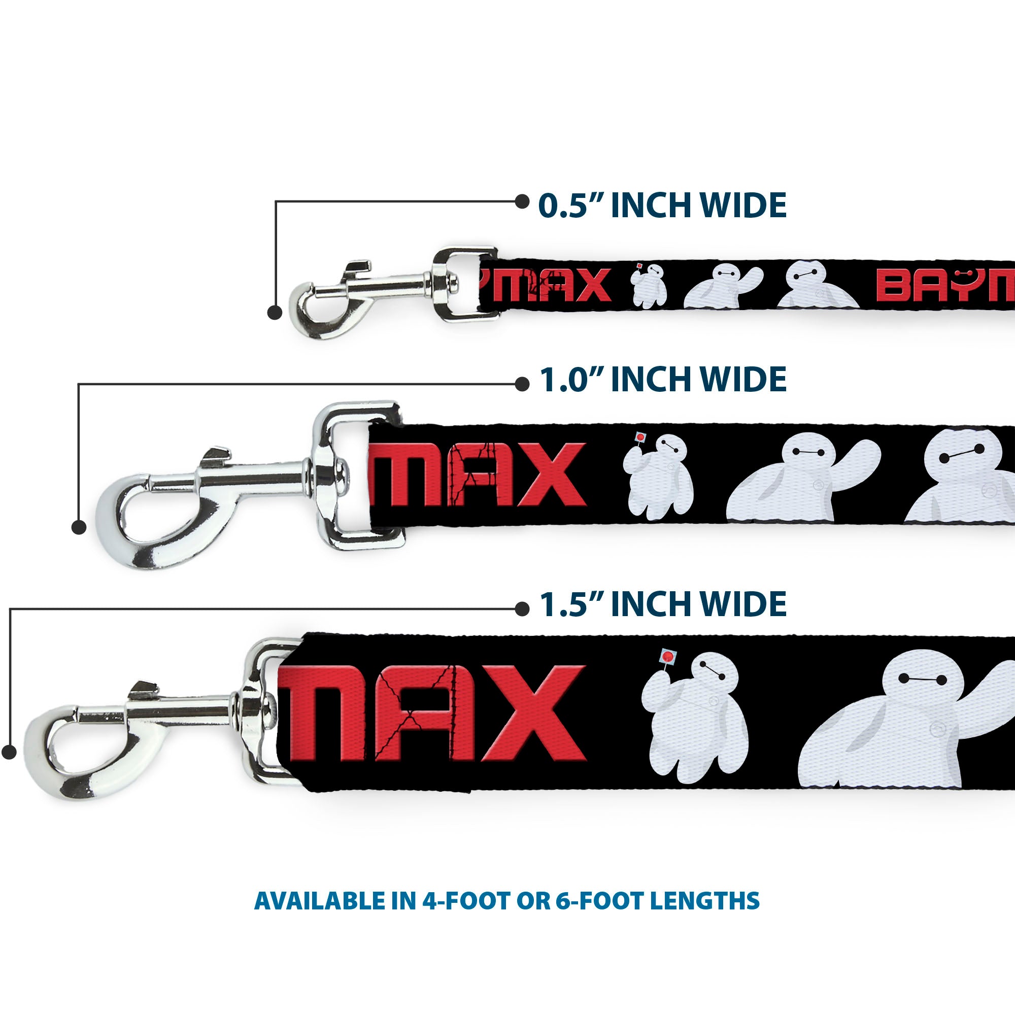 Dog Leash - BAYMAX Poses Black/White/Red Dog Leashes Disney