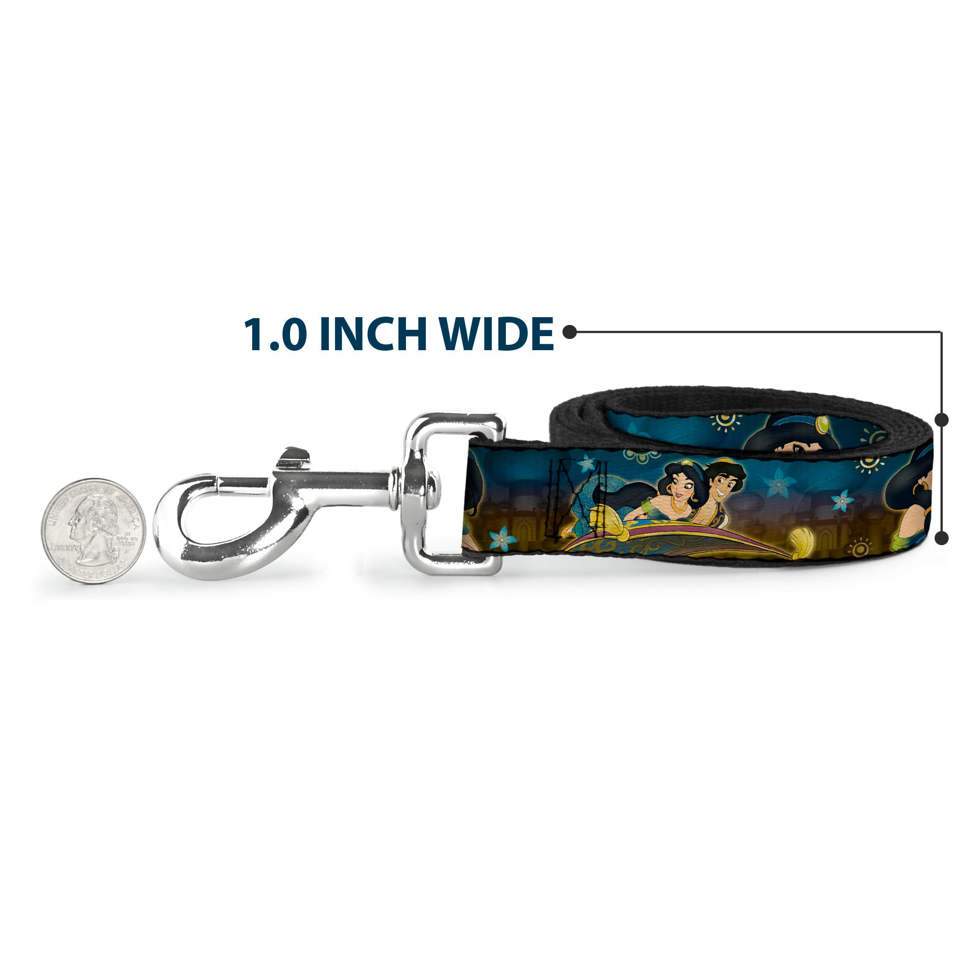 Dog Leash - Jasmine & Aladdin Carpet Ride/Jasmine Poses/Flowers Dog Leashes Disney