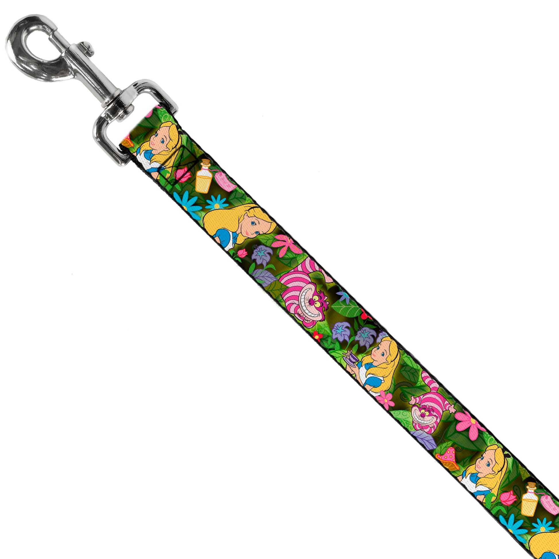 Dog Leash - Alice & Cheshire Cat Poses/Flowers Dog Leashes Disney