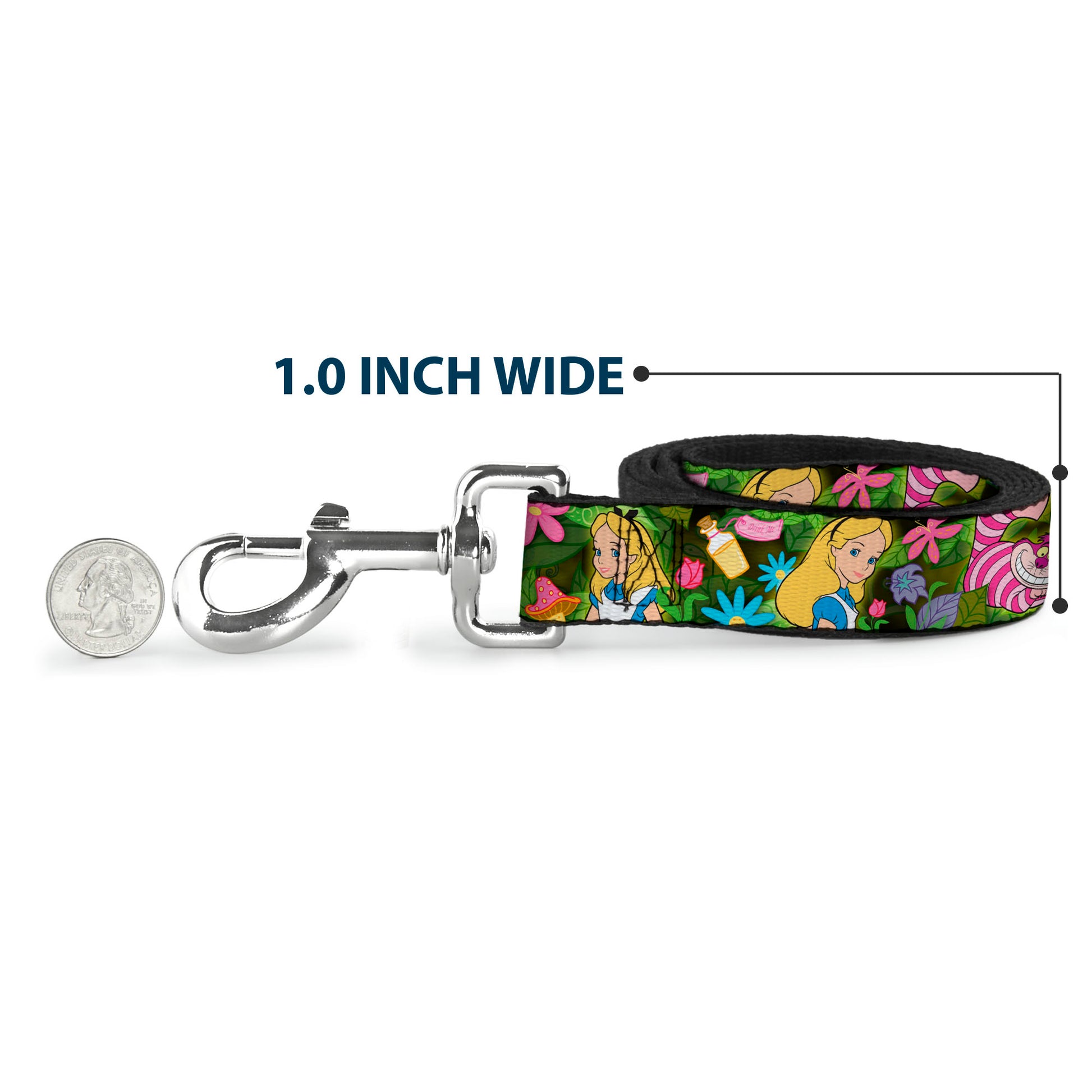 Dog Leash - Alice & Cheshire Cat Poses/Flowers Dog Leashes Disney