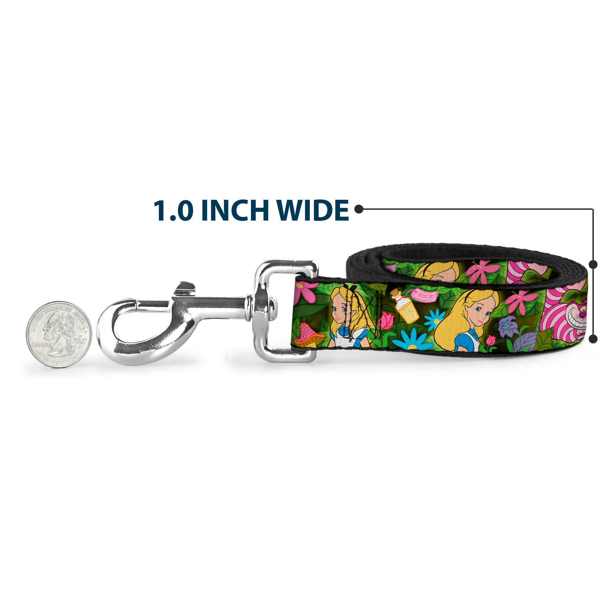 Dog Leash - Alice & Cheshire Cat Poses/Flowers Dog Leashes Disney