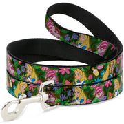Dog Leash - Alice & Cheshire Cat Poses/Flowers Dog Leashes Disney