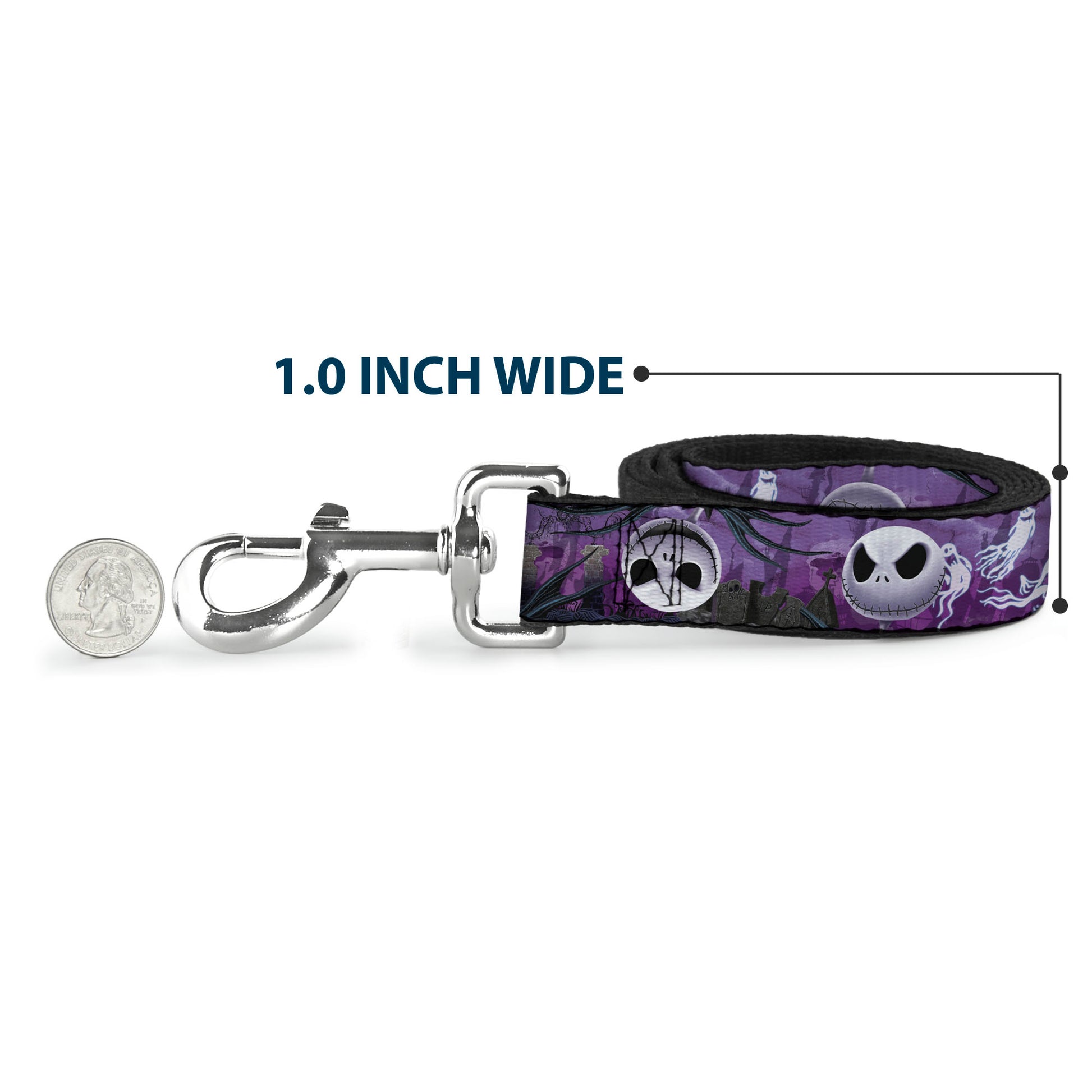 Dog Leash - Jack Expressions/Ghosts in Cemetery Purples/Grays/White Dog Leashes Disney