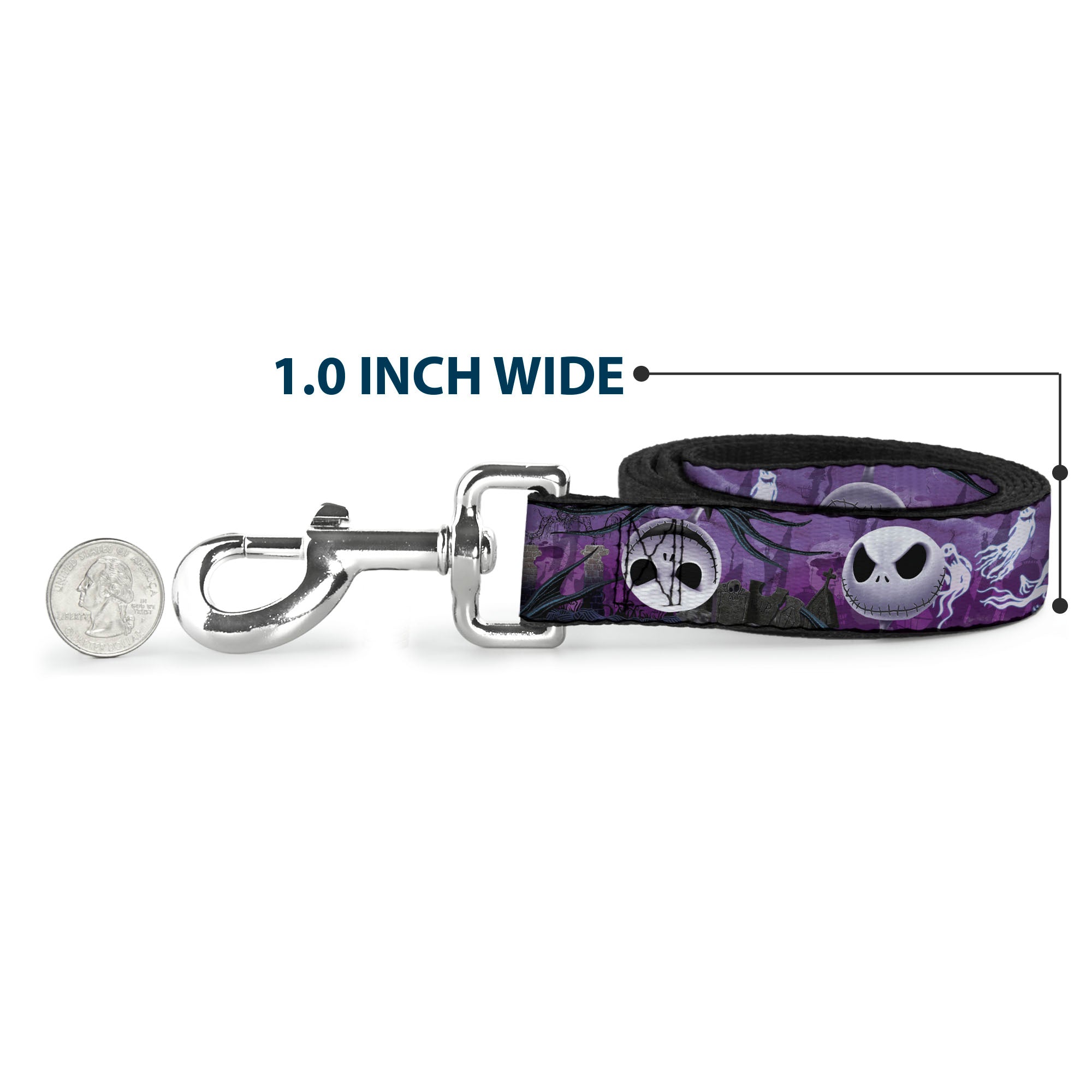 Dog Leash - Jack Expressions/Ghosts in Cemetery Purples/Grays/White Dog Leashes Disney