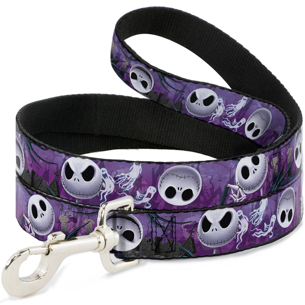 Dog Leash - Jack Expressions/Ghosts in Cemetery Purples/Grays/White Dog Leashes Disney