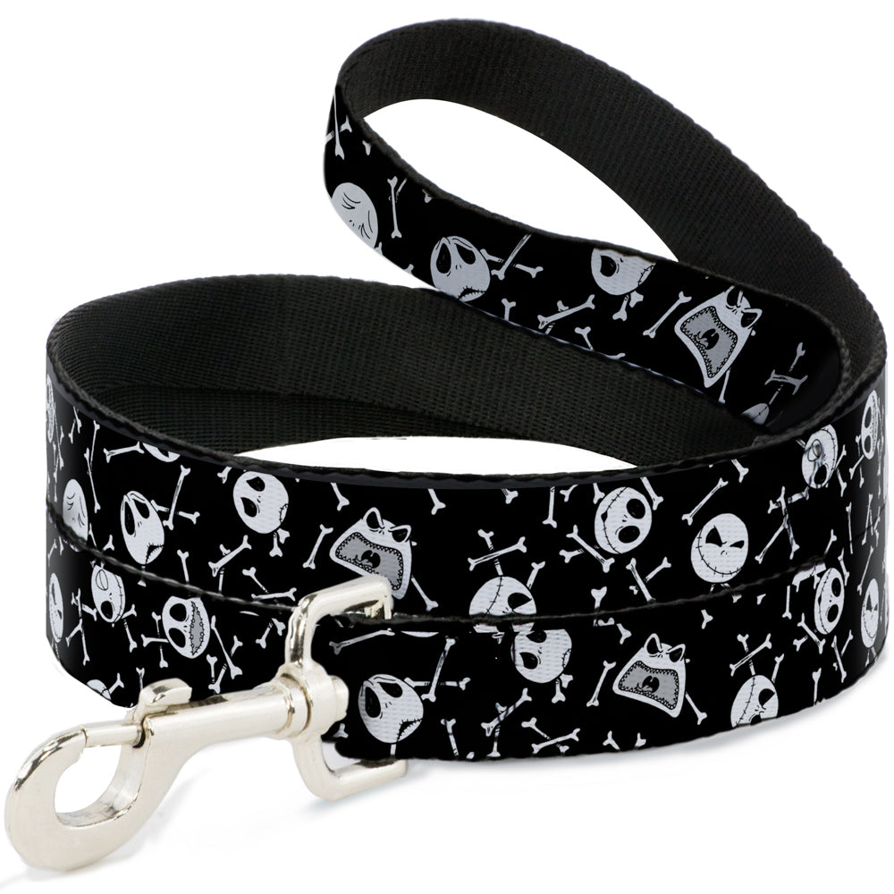 Dog Leash - Jack Expressions/Bones Scattered Black/White Dog Leashes Disney