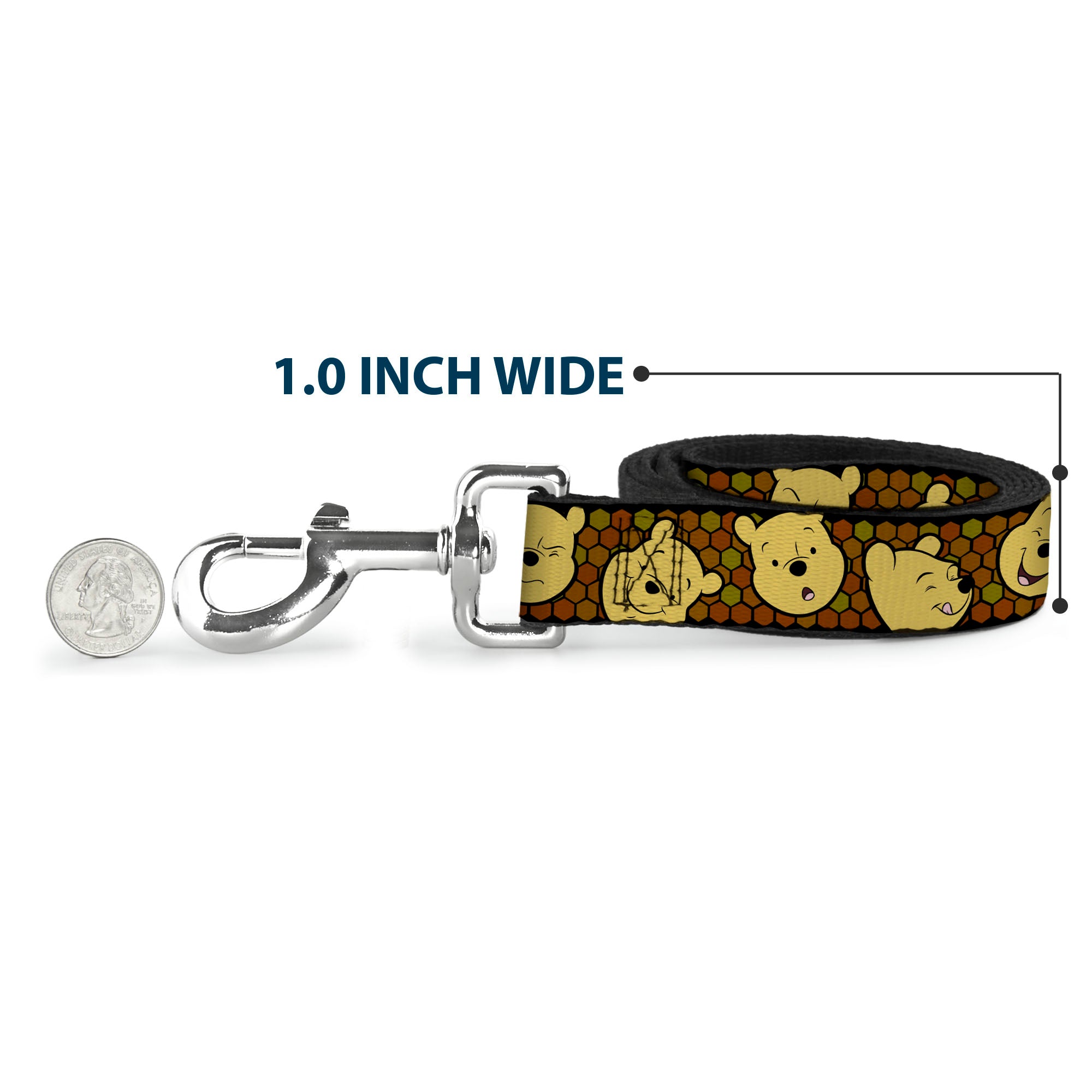 Dog Leash - Winnie the Pooh Expressions/Honeycomb Black/Browns Dog Leashes Disney