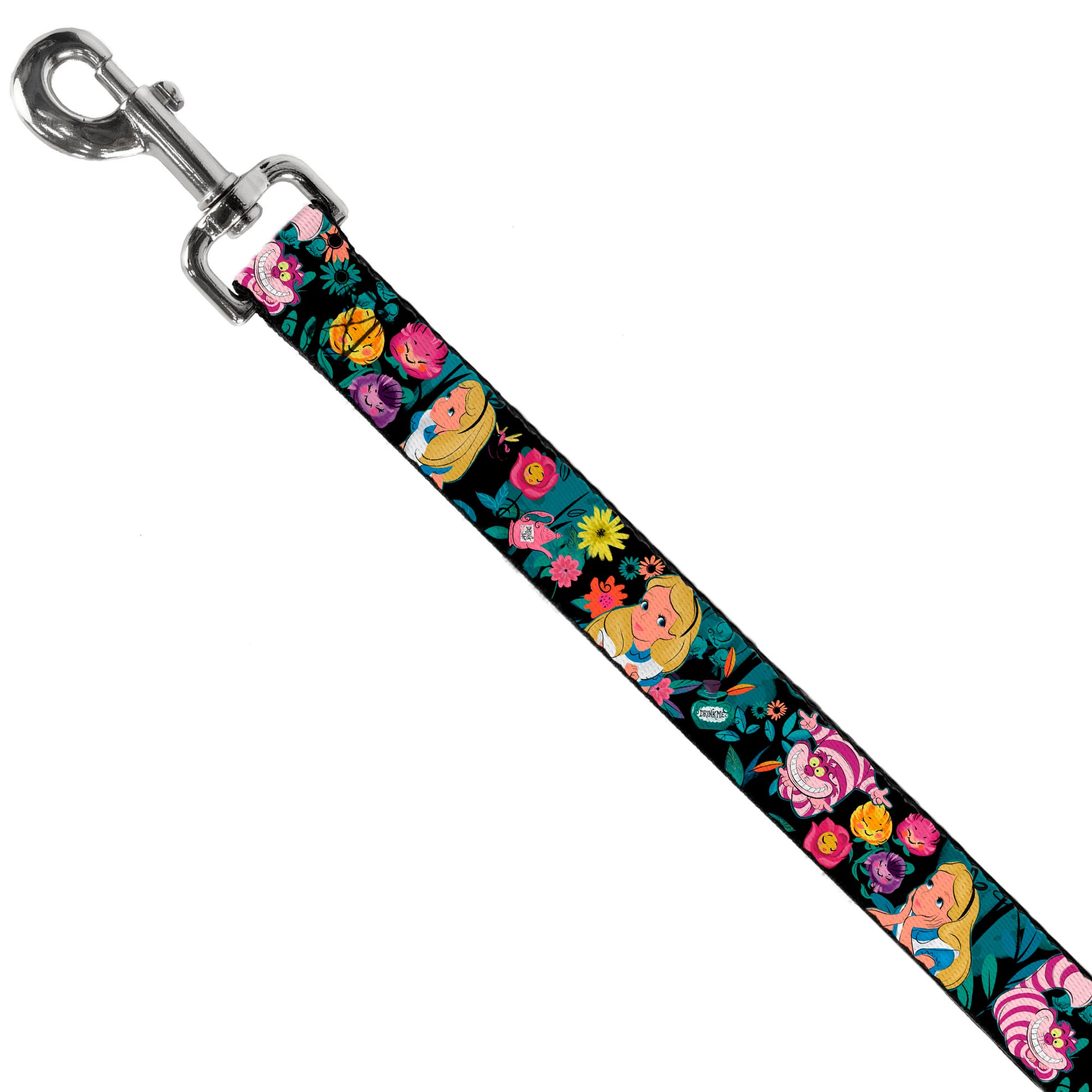 Dog Leash - Alice/Cheshire Cat/Flowers Poses Black/Multi Color Dog Leashes Disney