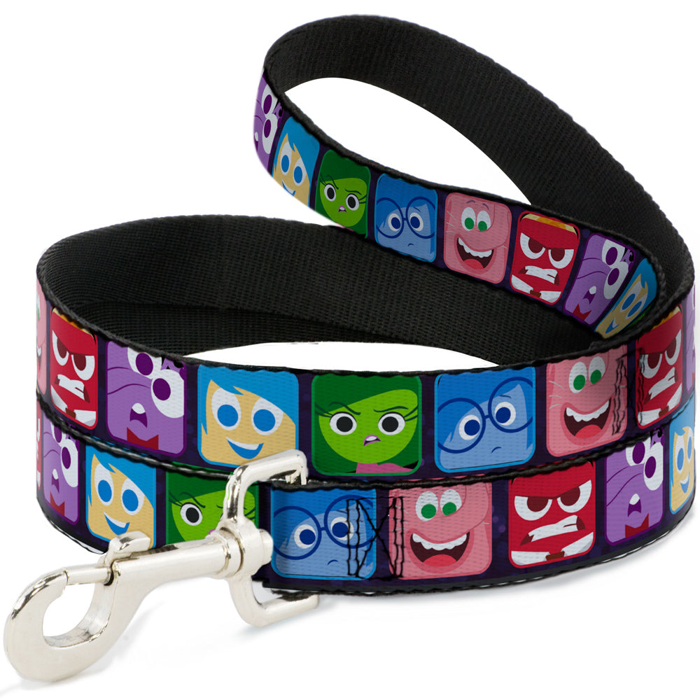 Dog Leash - Inside Out 6-Character Esxpression Blocks Purple/Multi Color Dog Leashes Disney