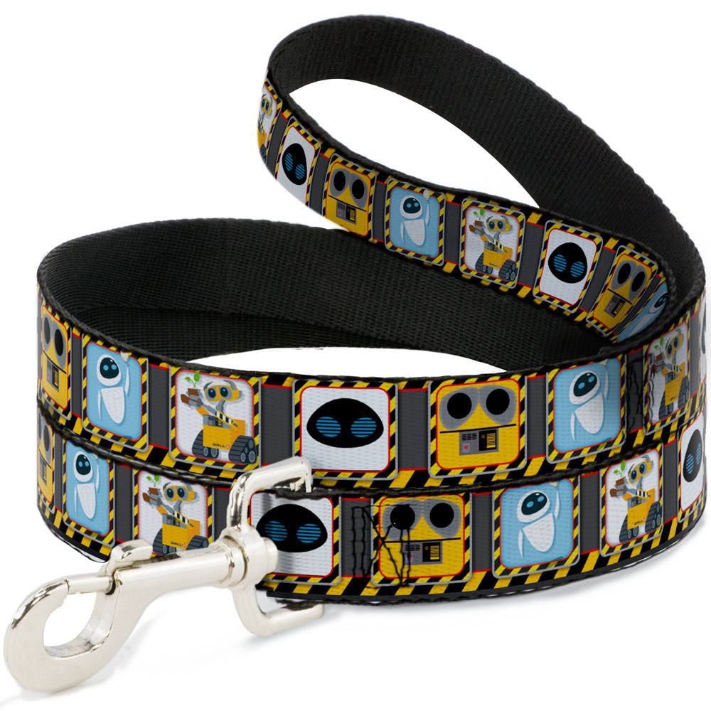 Dog Leash - WALL-E & EVE Pose/Face Hazard Blocks Gray/Yellow/Black Dog Leashes Disney