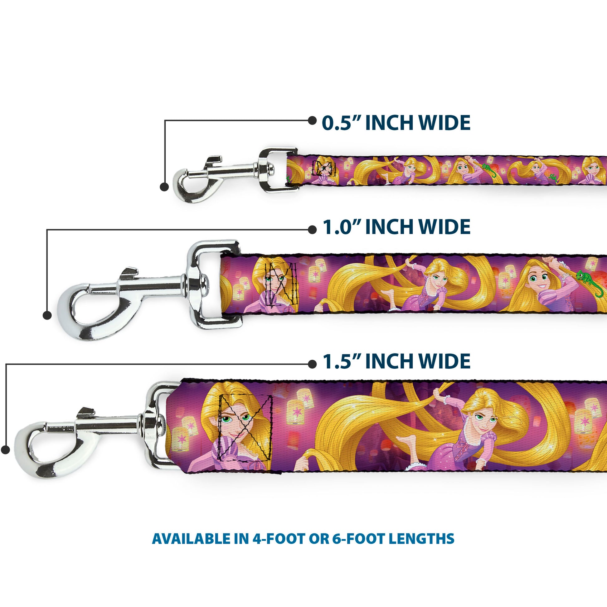 Dog Leash - Rapunzel 4-Tangled Poses/Pascal/Lights Light Purples Dog Leashes Disney