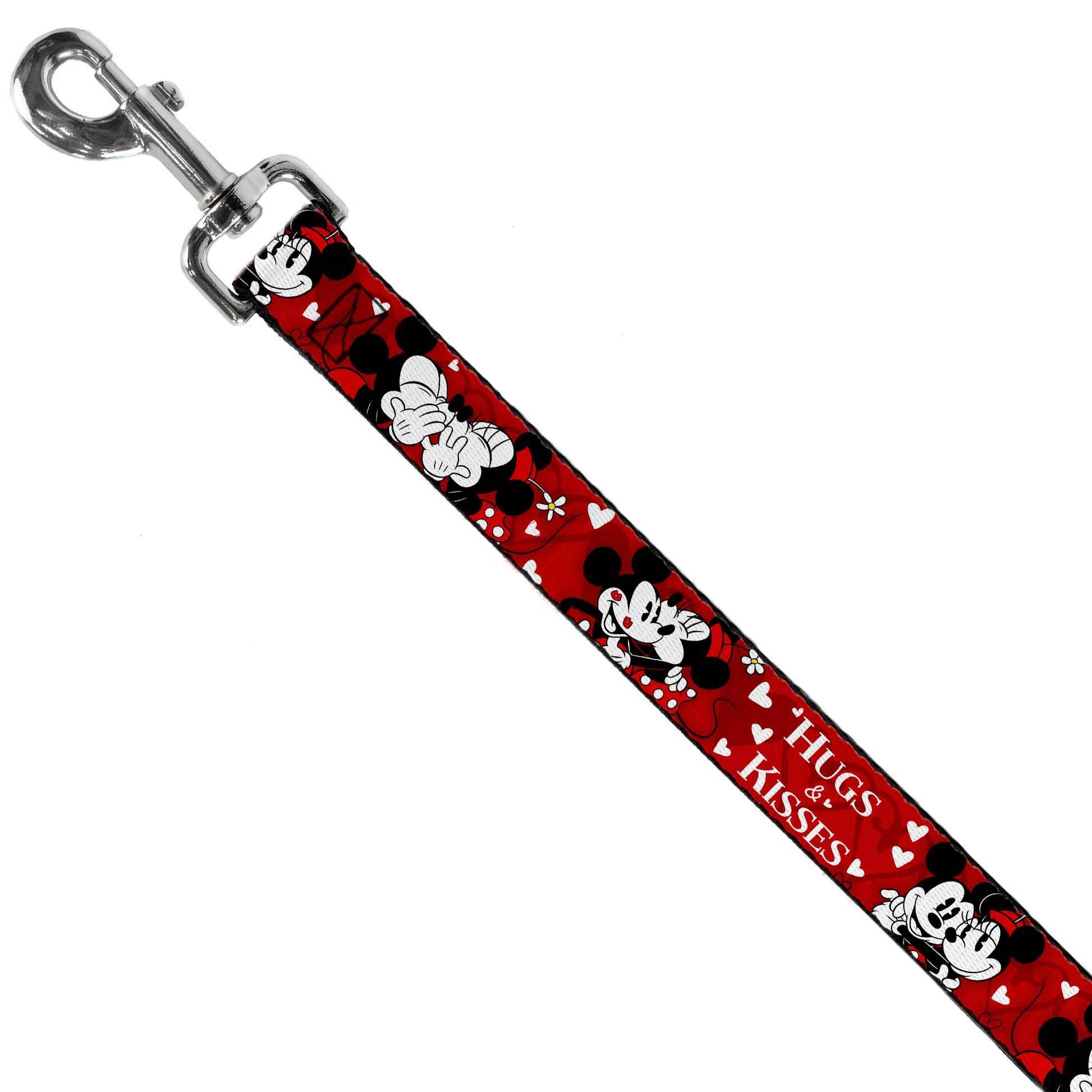 Dog Leash - Mickey & Minnie HUGS & KISSES Poses Reds/White Dog Leashes Disney
