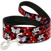 Dog Leash - Mickey & Minnie HUGS & KISSES Poses Reds/White Dog Leashes Disney