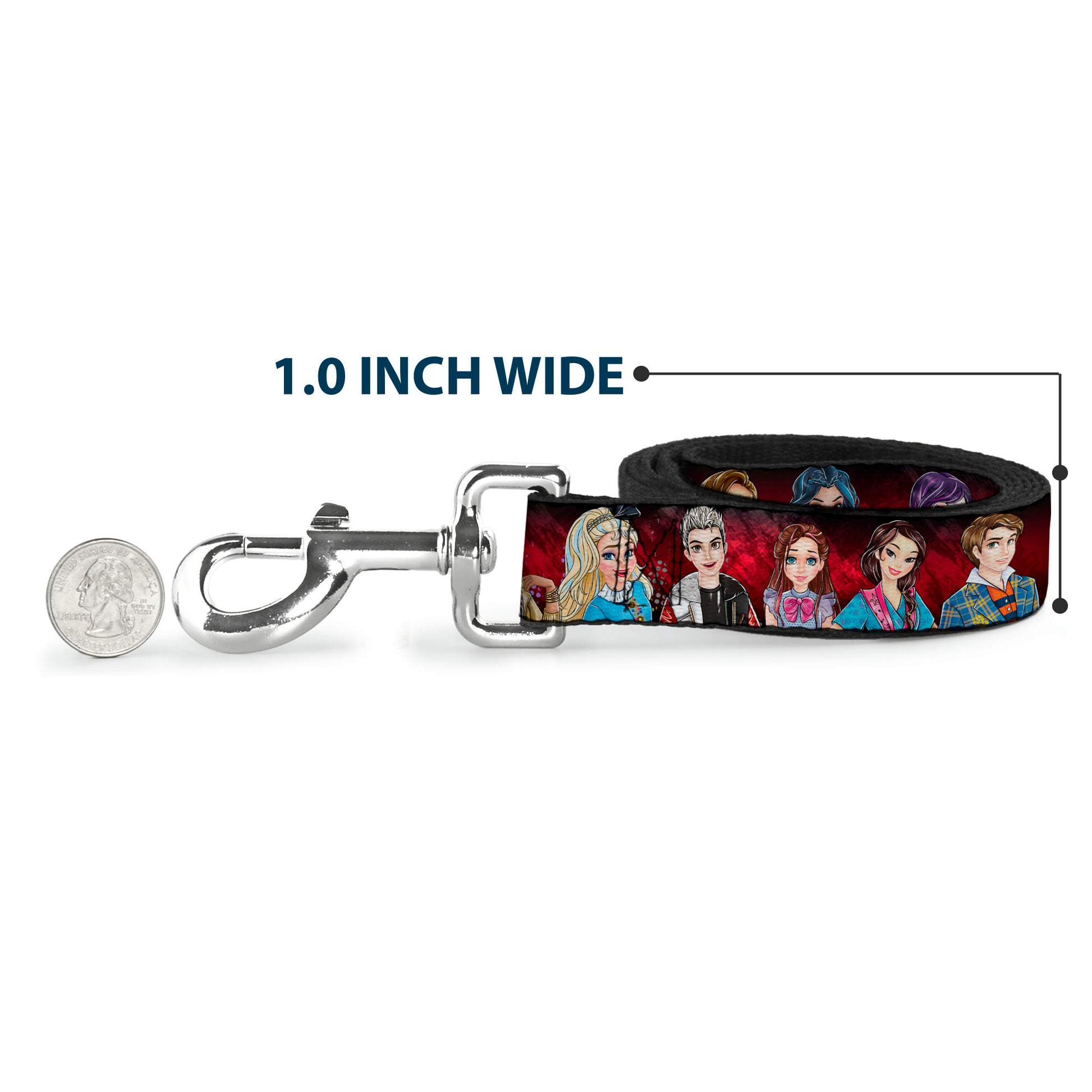 Dog Leash - Descendants 11-Character Group Pose Reds/Gray Dog Leashes Disney