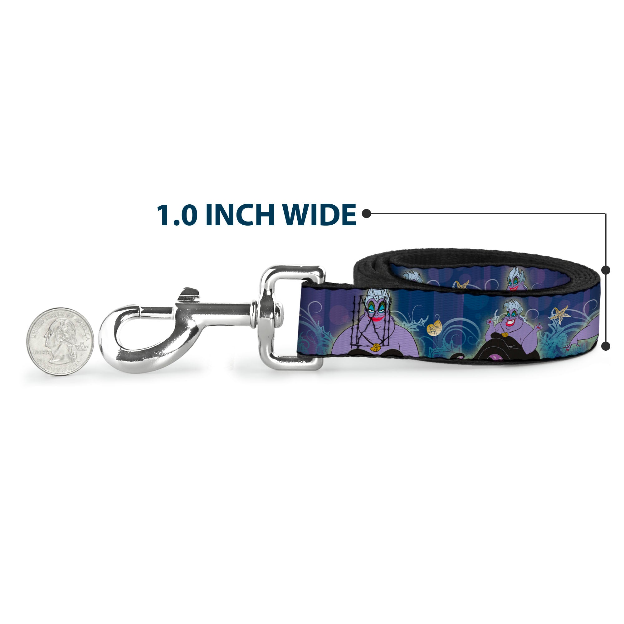 Dog Leash - Ursula 4-Poses/Shells/Ivy/Bubbles Purples/Blues Dog Leashes Disney