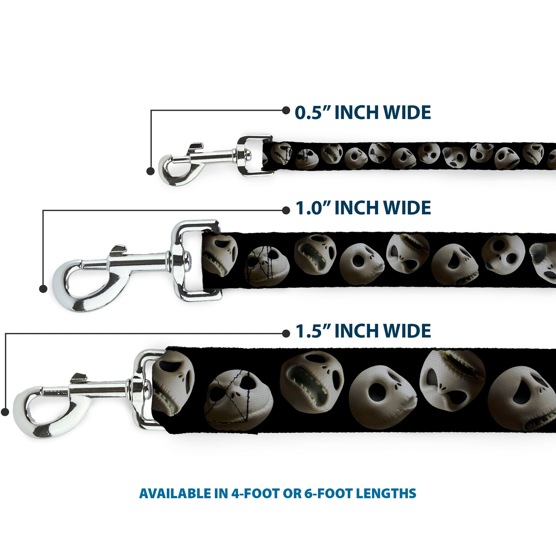 Dog Leash - Jack 10-Expressions Staggered Black Dog Leashes Disney