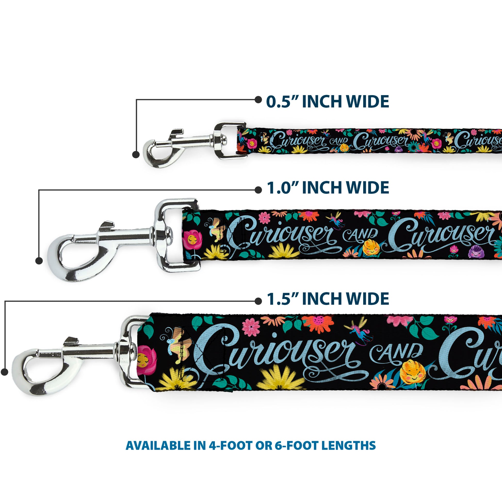 Dog Leash - CURIOUSER AND CURIOUSER/Flowers of Wonderland Collage Dog Leashes Disney