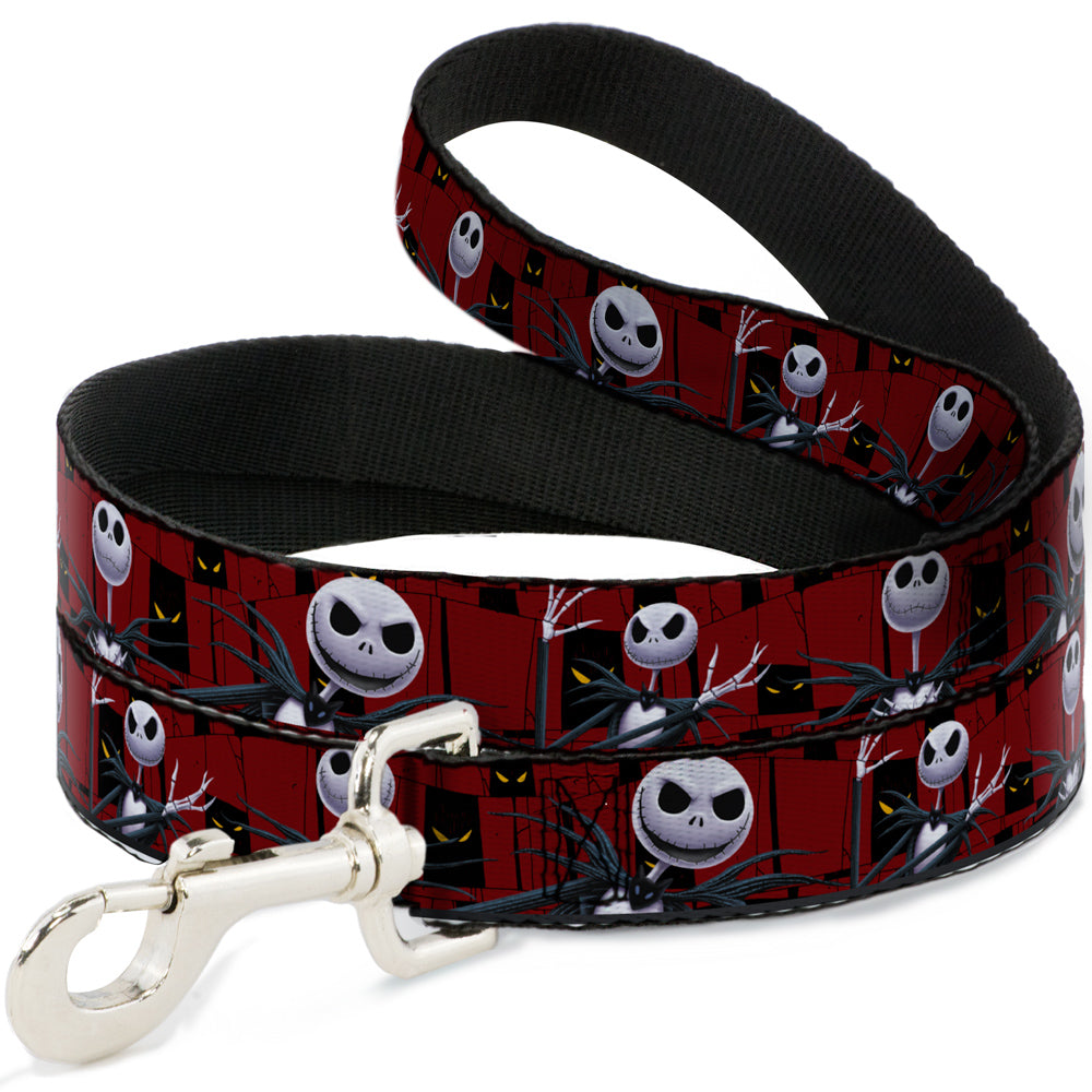 Dog Leash - Nightmare Before Christmas 3-Jack Poses/Peeping Eyes Burgundy/Black/Yellow Dog Leashes Disney