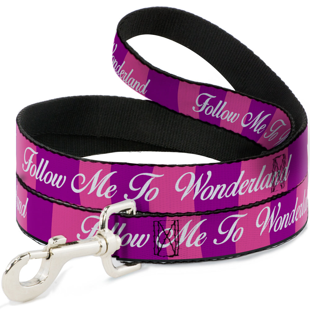 Dog Leash - Cheshire Cat Stripe/FOLLOW ME TO WONDERLAND Pink/Purple/White Dog Leashes Disney