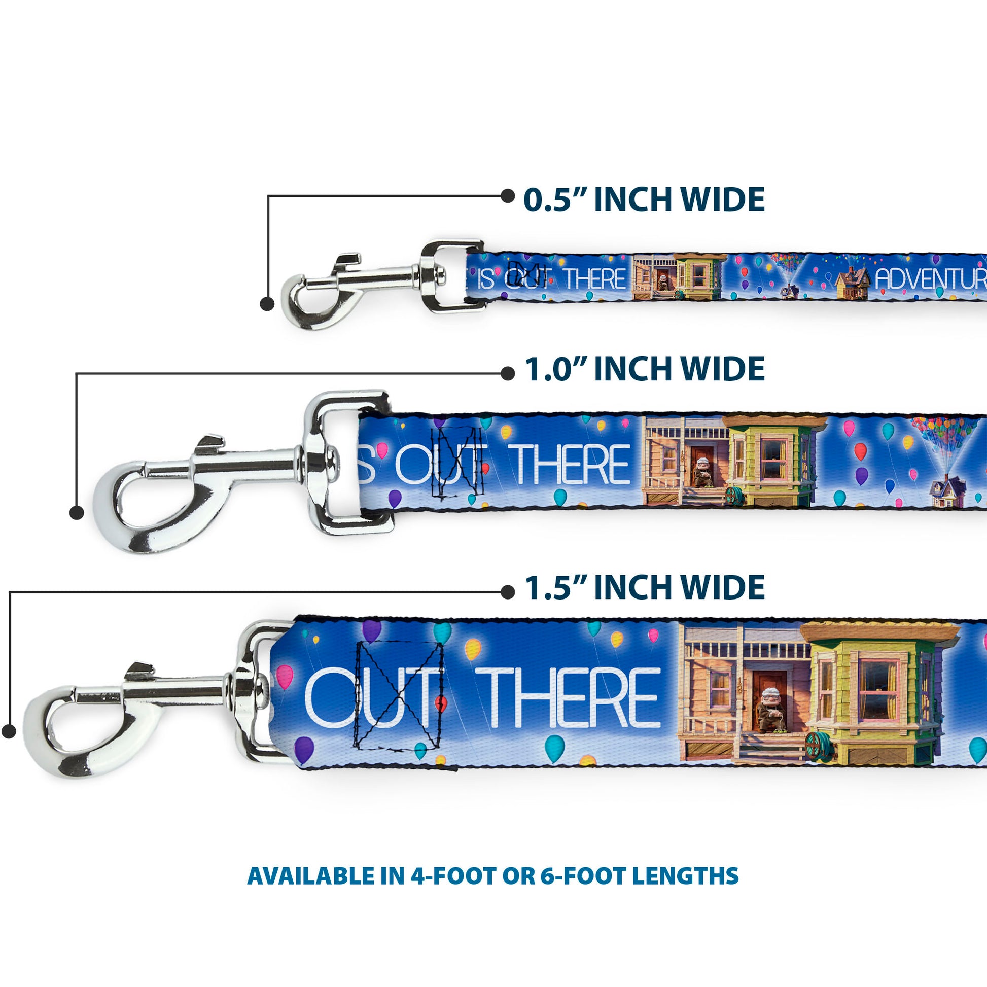 Dog Leash - ADVENTURE IS OUT THERE/Carl on Porch/Flying House/Balloons Blues/White/Multi Color Dog Leashes Disney