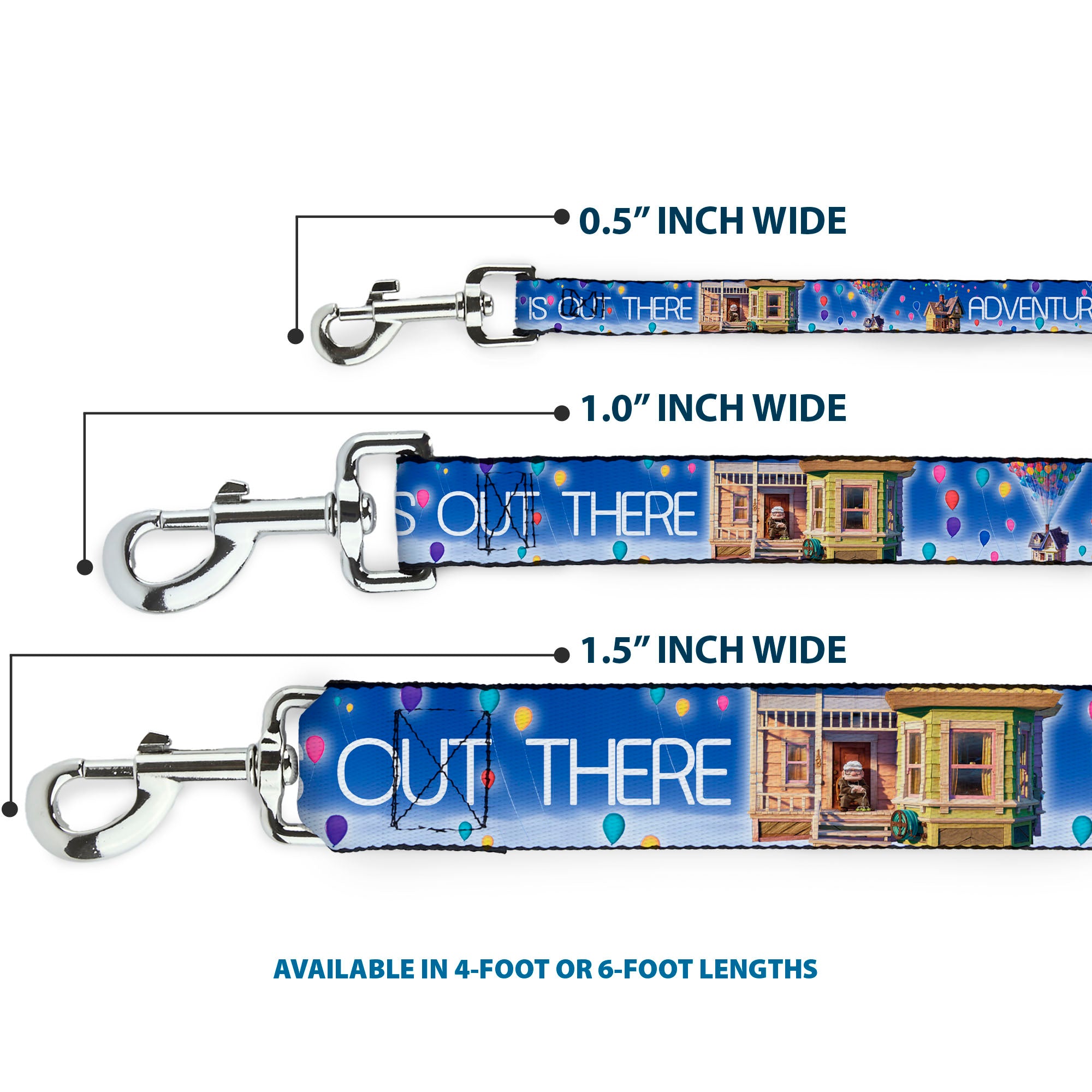 Dog Leash - ADVENTURE IS OUT THERE/Carl on Porch/Flying House/Balloons Blues/White/Multi Color Dog Leashes Disney