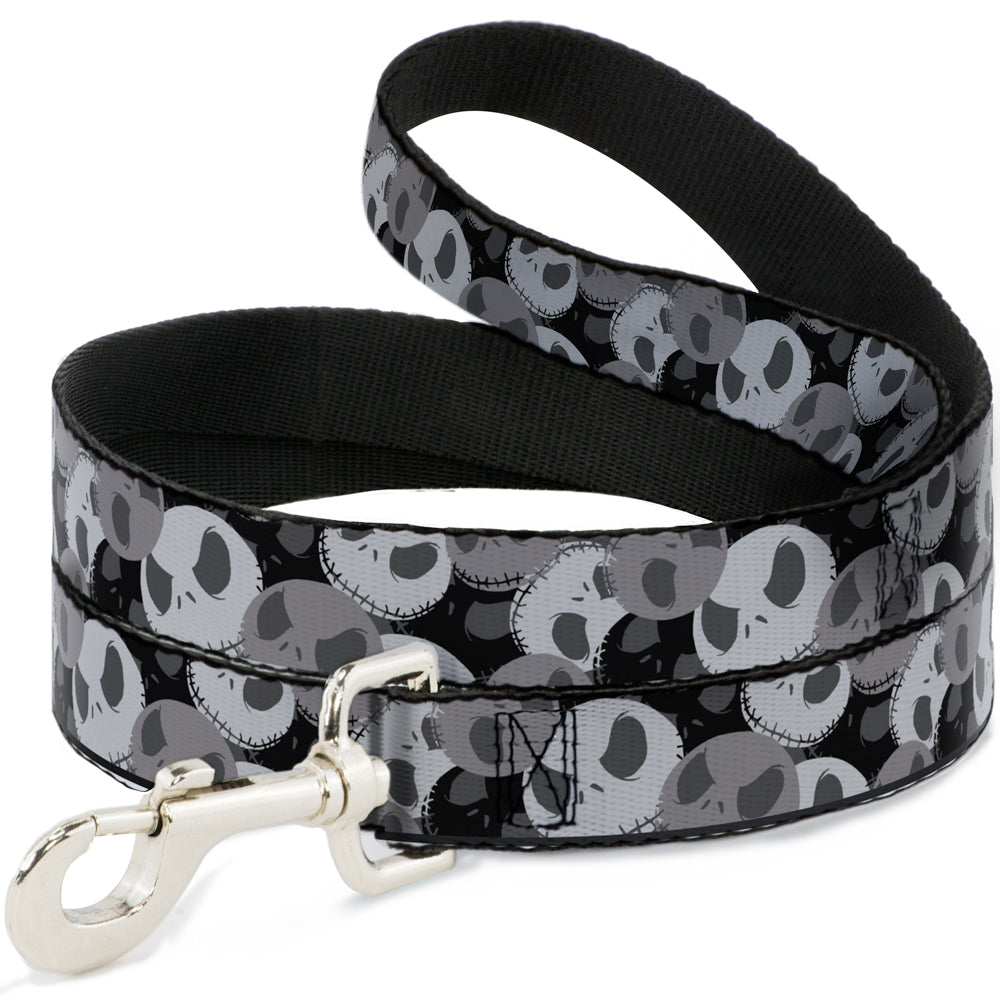 Dog Leash - Nightmare Before Christmas Jack Expression Stacked Black/Grays Dog Leashes Disney