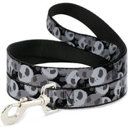 Dog Leash - Nightmare Before Christmas Jack Expression Stacked Black/Grays Dog Leashes Disney