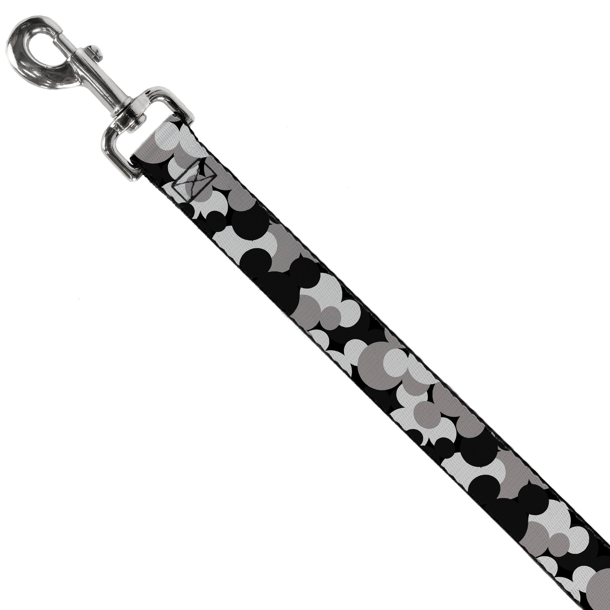 Dog Leash - Mickey Mouse Head Stacked Black/Grays Dog Leashes Disney