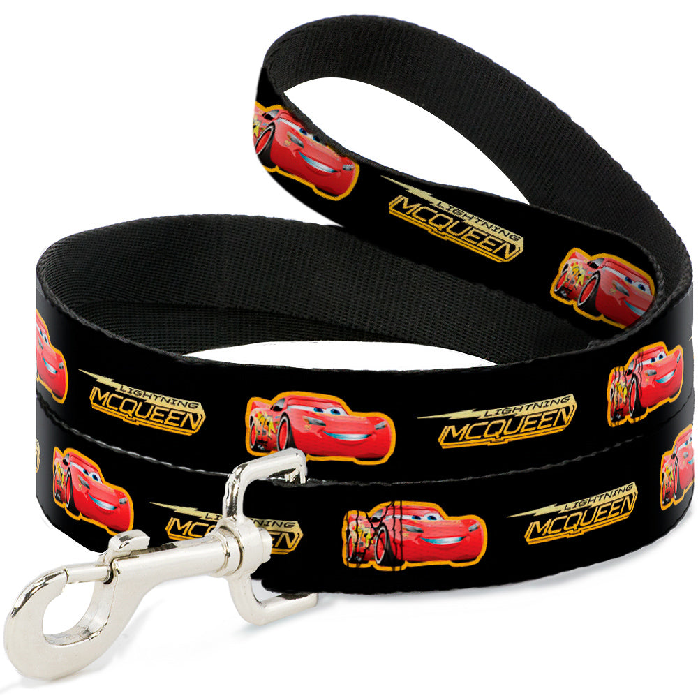 Dog Leash - Cars 3 LIGHTNING MCQUEEN Pose/Bolt Black/Yellows Dog Leashes Disney