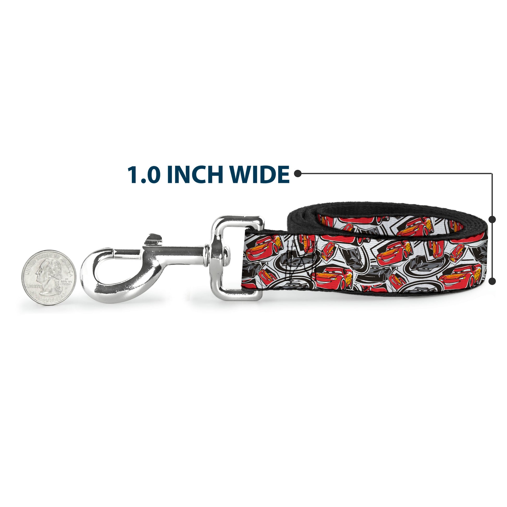 Dog Leash - Cars 3 Lightning McQueen/Storm Jackson Poses Scattered White Dog Leashes Disney