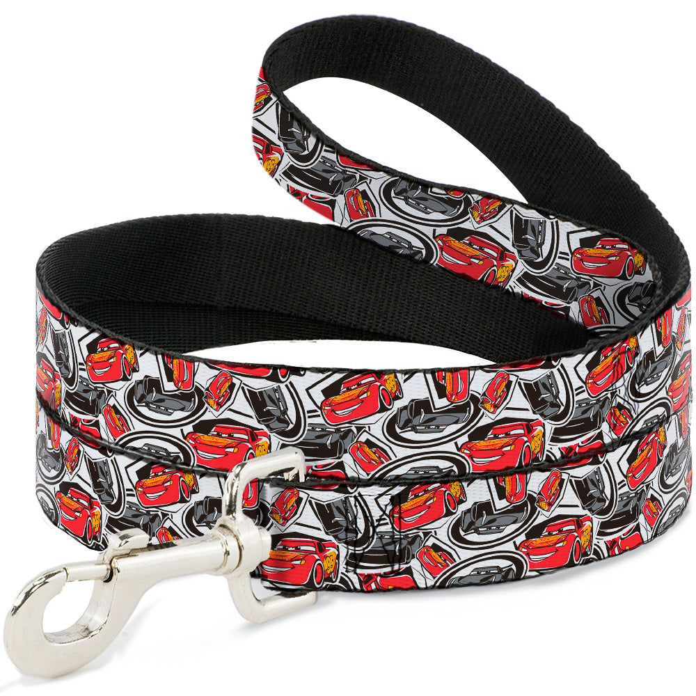 Dog Leash - Cars 3 Lightning McQueen/Storm Jackson Poses Scattered White Dog Leashes Disney