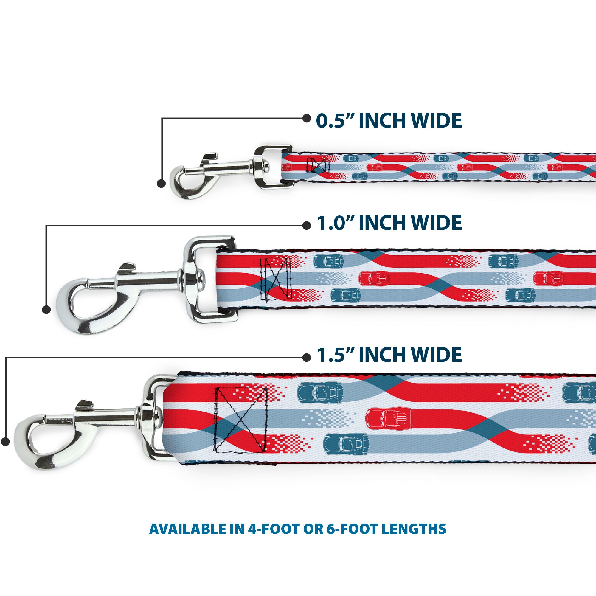 Dog Leash - Cars 3 Cars Crossing White/Blues/Reds Dog Leashes Disney