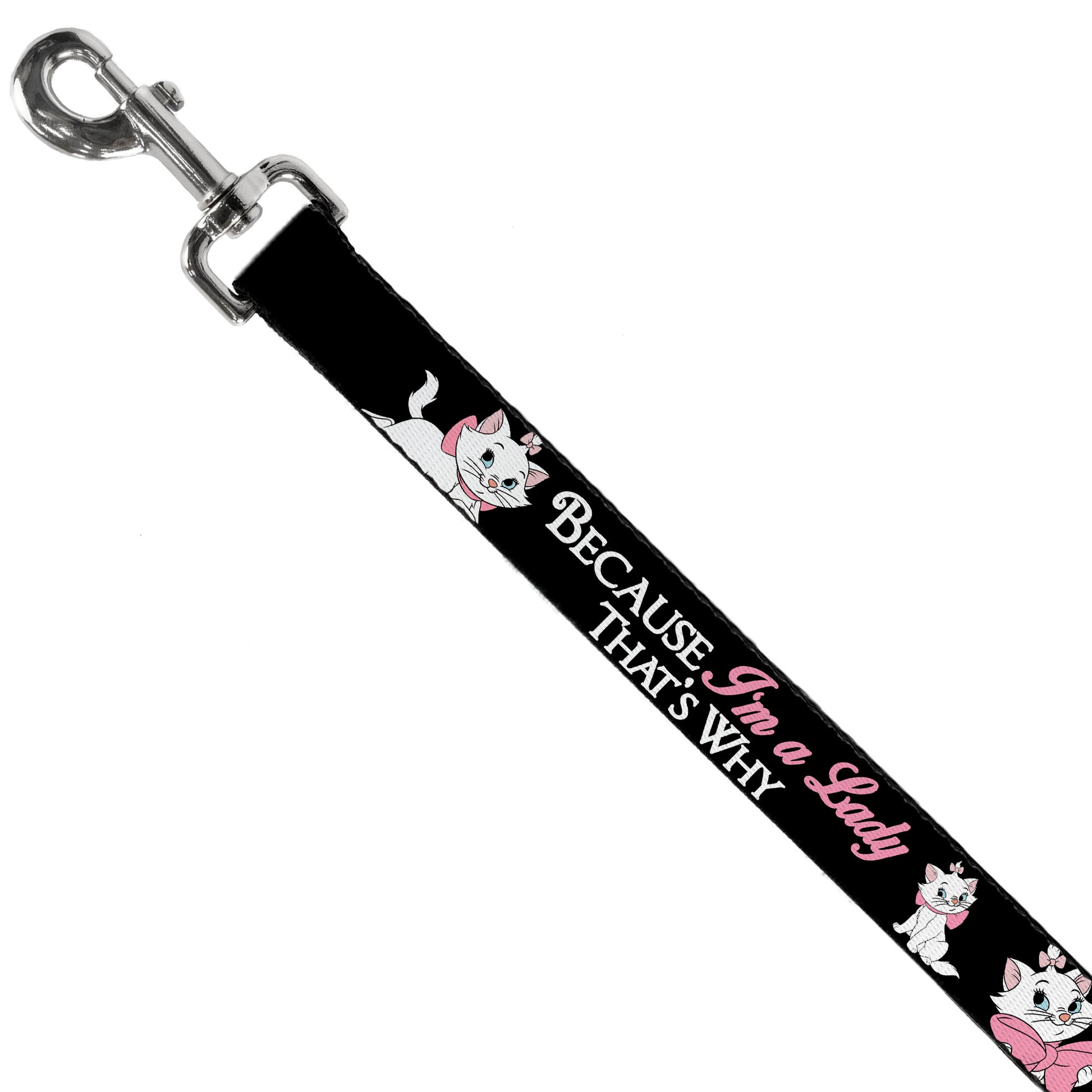 Dog Leash - Aristocats Marie 3-Poses BECAUSE I'M A LADY THAT'S WHY Black/White/Pink Dog Leashes Disney