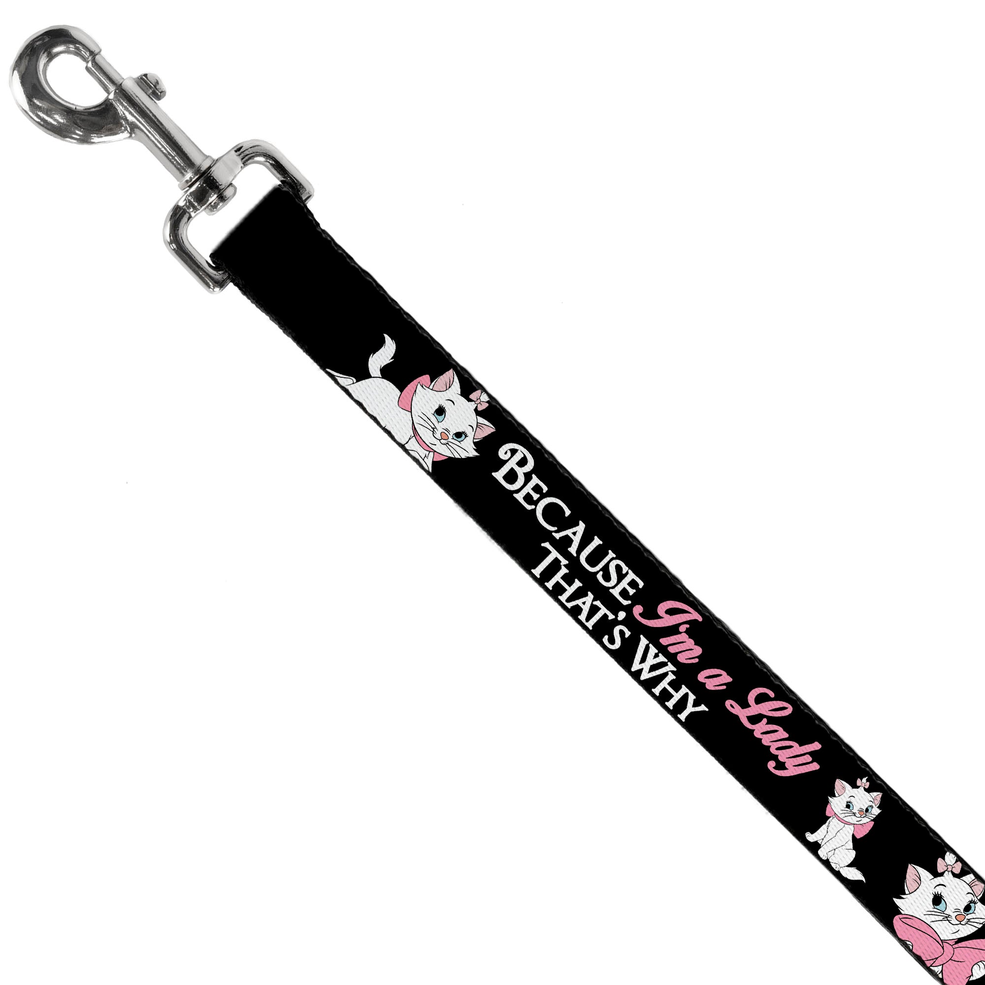 Dog Leash - Aristocats Marie 3-Poses BECAUSE I'M A LADY THAT'S WHY Black/White/Pink Dog Leashes Disney