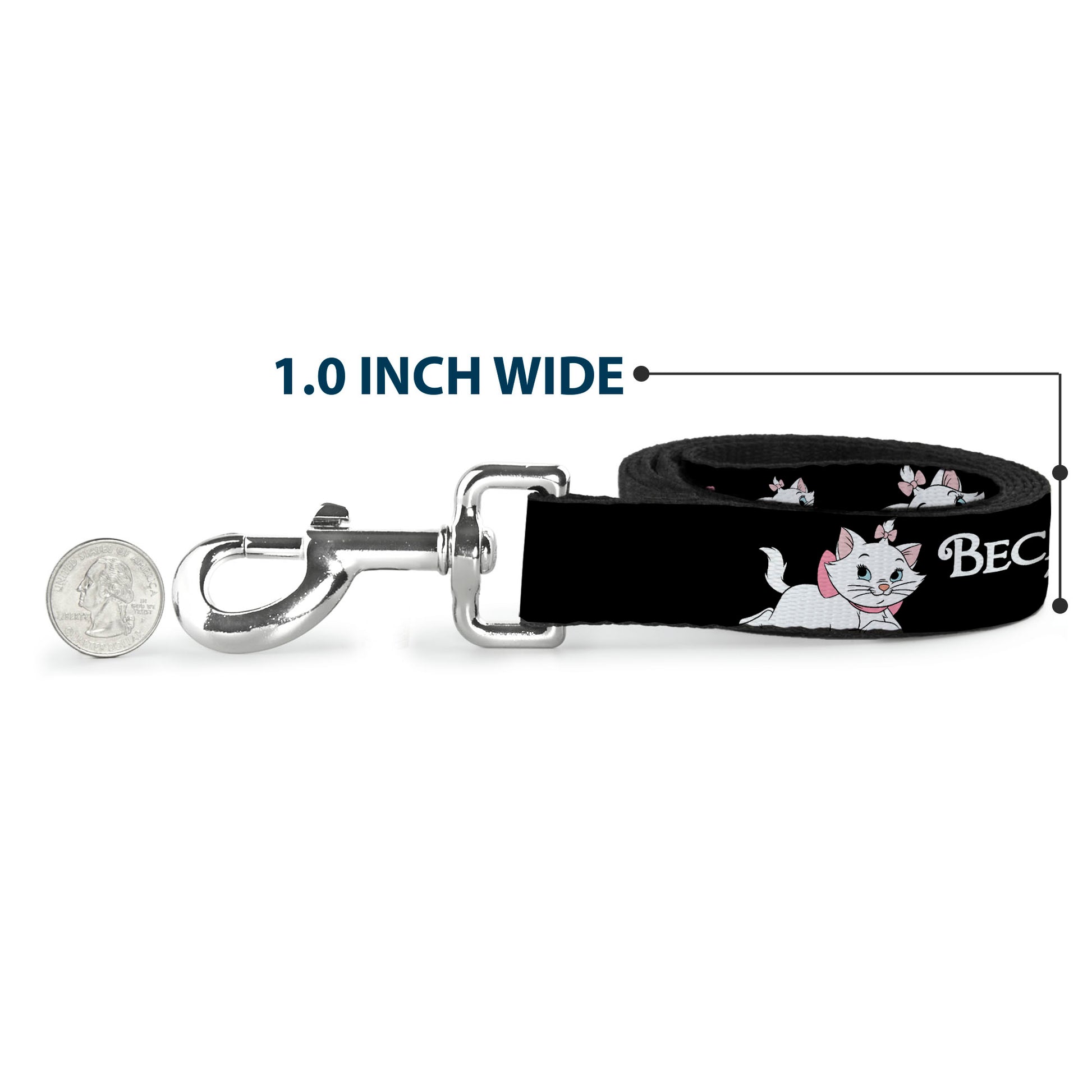 Dog Leash - Aristocats Marie 3-Poses BECAUSE I'M A LADY THAT'S WHY Black/White/Pink Dog Leashes Disney