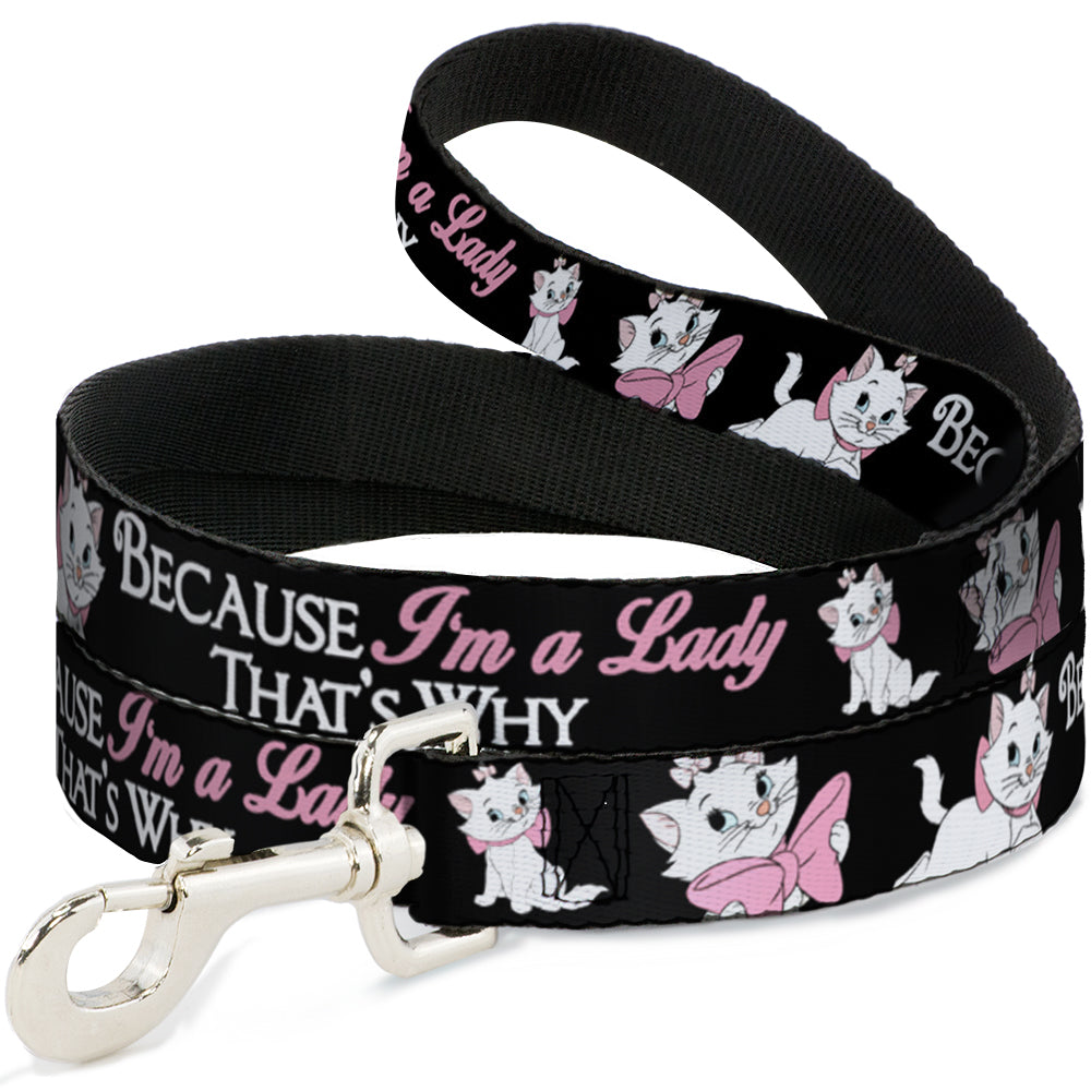 Dog Leash - Aristocats Marie 3-Poses BECAUSE I'M A LADY THAT'S WHY Black/White/Pink Dog Leashes Disney