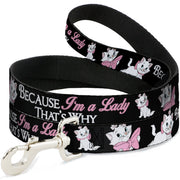 Dog Leash - Aristocats Marie 3-Poses BECAUSE I'M A LADY THAT'S WHY Black/White/Pink Dog Leashes Disney
